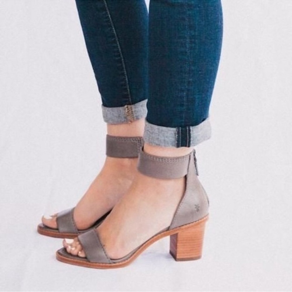 Frye Brielle Charcoal Grey Wooden Ankle Sandals